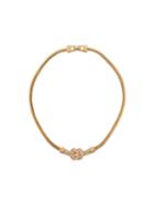 Susan Caplan Vintage 1980's Swarovski Knotted Necklace - Gold