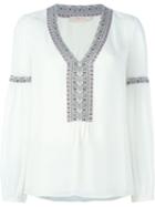 Tory Burch Paisley Trim Blouse, Women's, Size: 12, Nude/neutrals, Silk