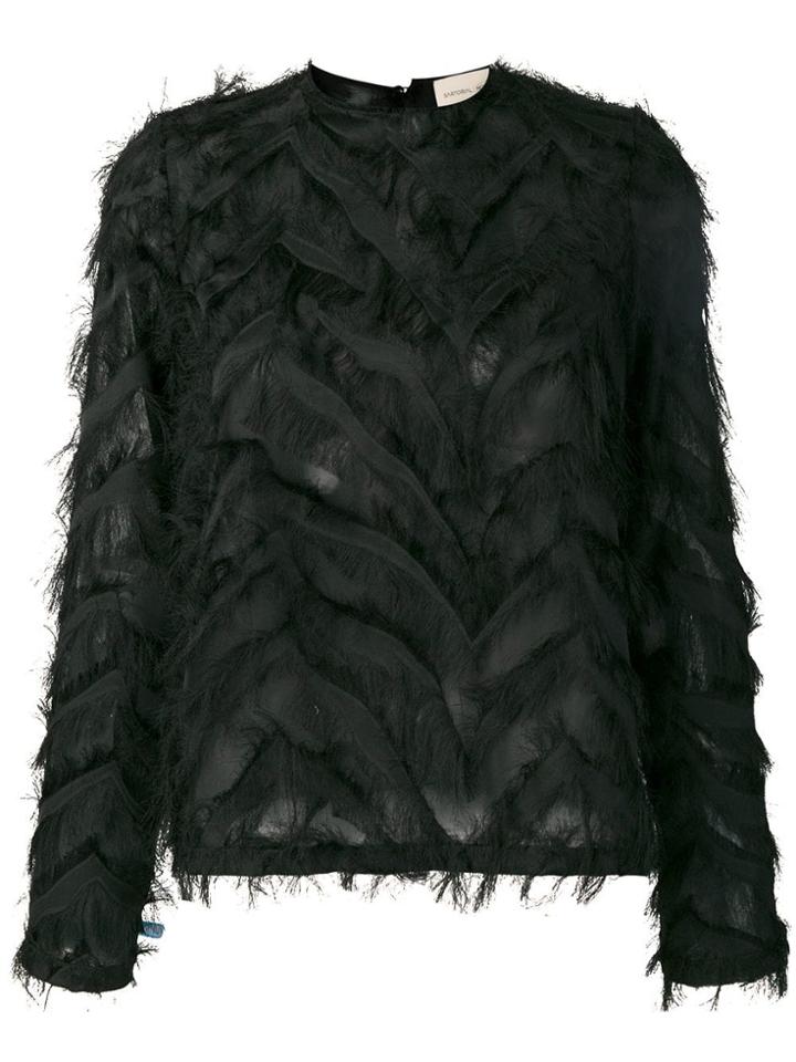 Sartorial Monk Fringe Embroidered Blouse - Black