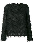 Sartorial Monk Fringe Embroidered Blouse - Black