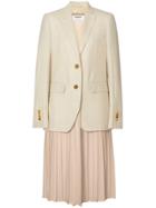 Burberry Monogram Motif Wool Silk Linen Tailored Jacket - Neutrals