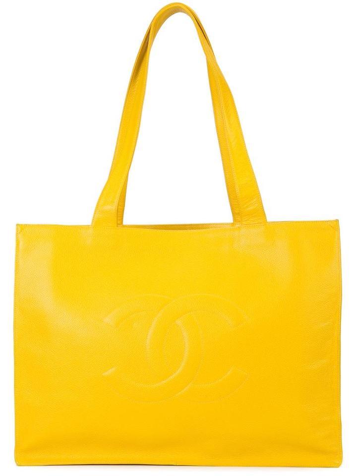 Chanel Vintage Large Cc Tote, Women's, Yellow/orange
