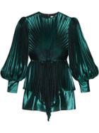 Gucci Lamé Pleated Blouse - Green