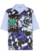 Prada Floral Print Heart Patch Shirt - Blue
