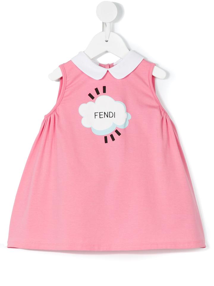 Fendi Kids - Cloud Print Smock Dress - Kids - Cotton/spandex/elastane - 18 Mth, Pink/purple