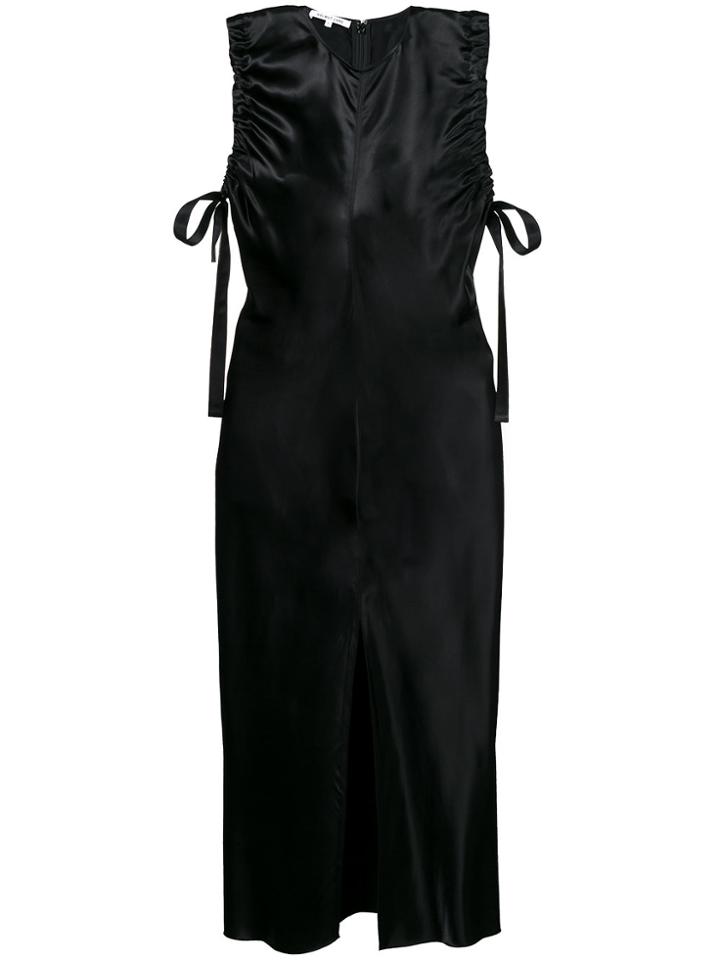 Helmut Lang Sleeveless Ruched Midi Dress - Black