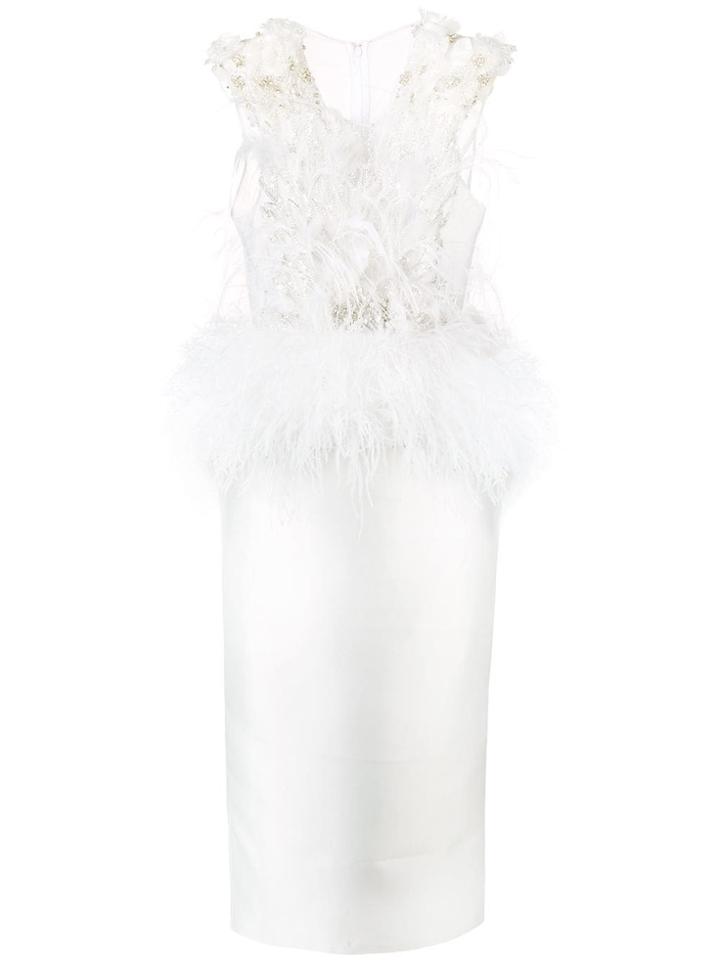 Loulou Feather Love Embellished Dress - White