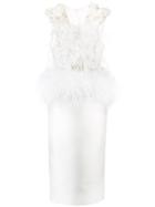 Loulou Feather Love Embellished Dress - White