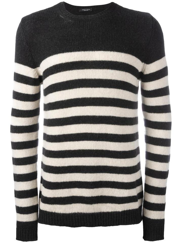 Roberto Collina Striped Jumper, Men's, Size: 52, Black, Nylon/merino/camel Hair