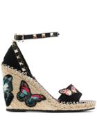 Valentino Valentino Rockstud Butterfly Wedge Sandals - Black