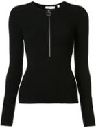 A.l.c. Zipped Round Neck Jumper, Women's, Size: Small, Black, Merino/polyester