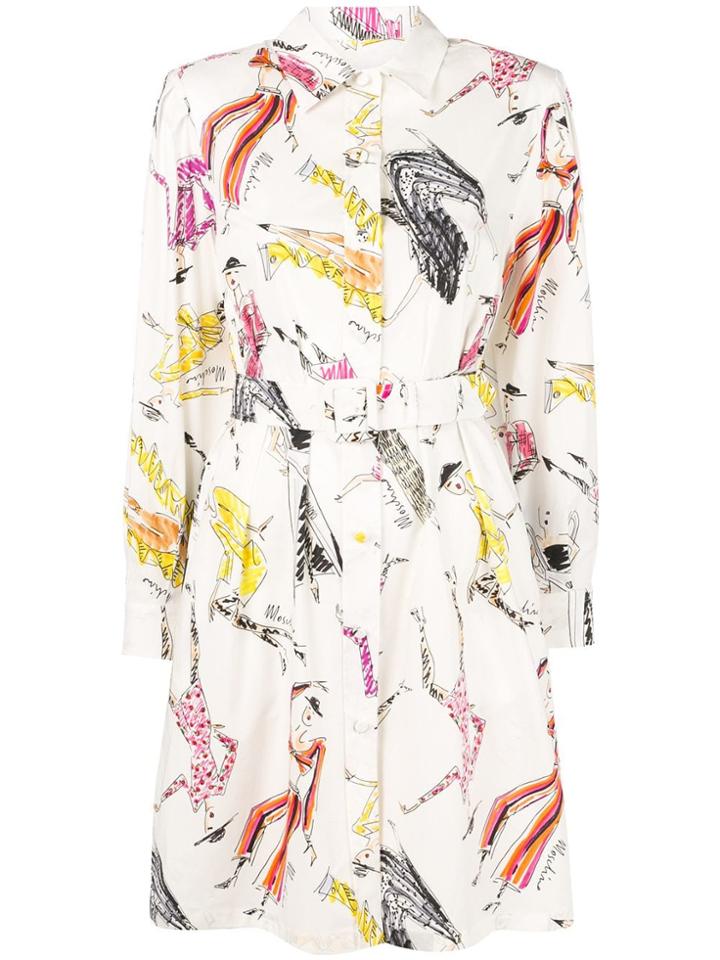 Moschino Fashion Sketch Shirt Dress - White