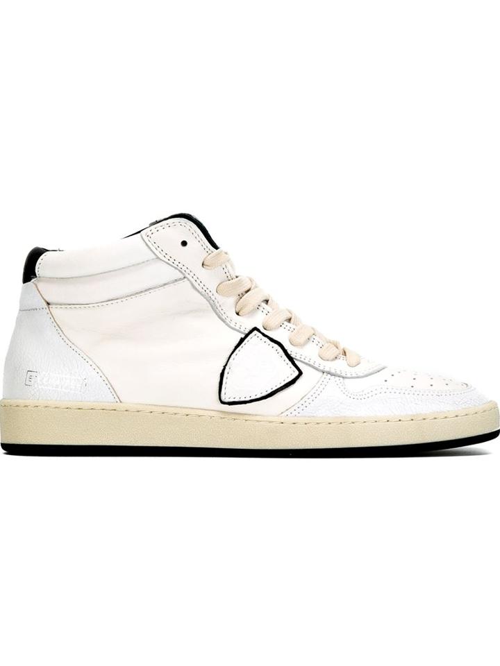 Philippe Model Hi-top Lace-up Sneakers, Men's, Size: 41, White, Leather/cotton/rubber