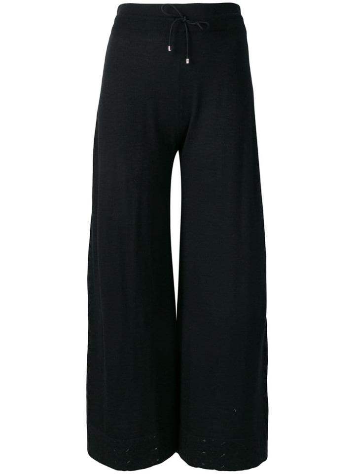Barrie Fine Knit Cropped Trousers - Black