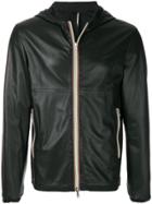 Low Brand Hooded Leather Jacket - Black