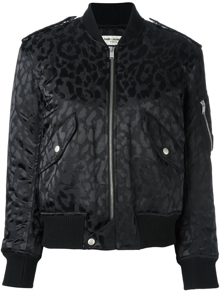 Saint Laurent Leopard Print Bomber Jacket