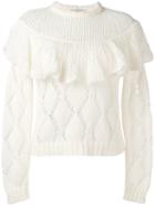 Philosophy Di Lorenzo Serafini Ruffle Front Jumper, Women's, Size: 44, White, Acrylic/polyamide/mohair