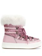 Chiara Ferragni Lace-up Embellished Boots - Pink
