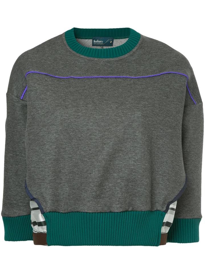 Kolor Sheer Stripe Panel Back Sweater - Grey
