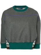 Kolor Sheer Stripe Panel Back Sweater - Grey