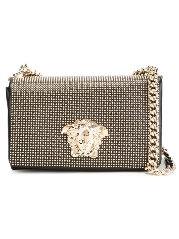 Versace Medusa Crossbody Bag, Women's, Black, Calf Leather