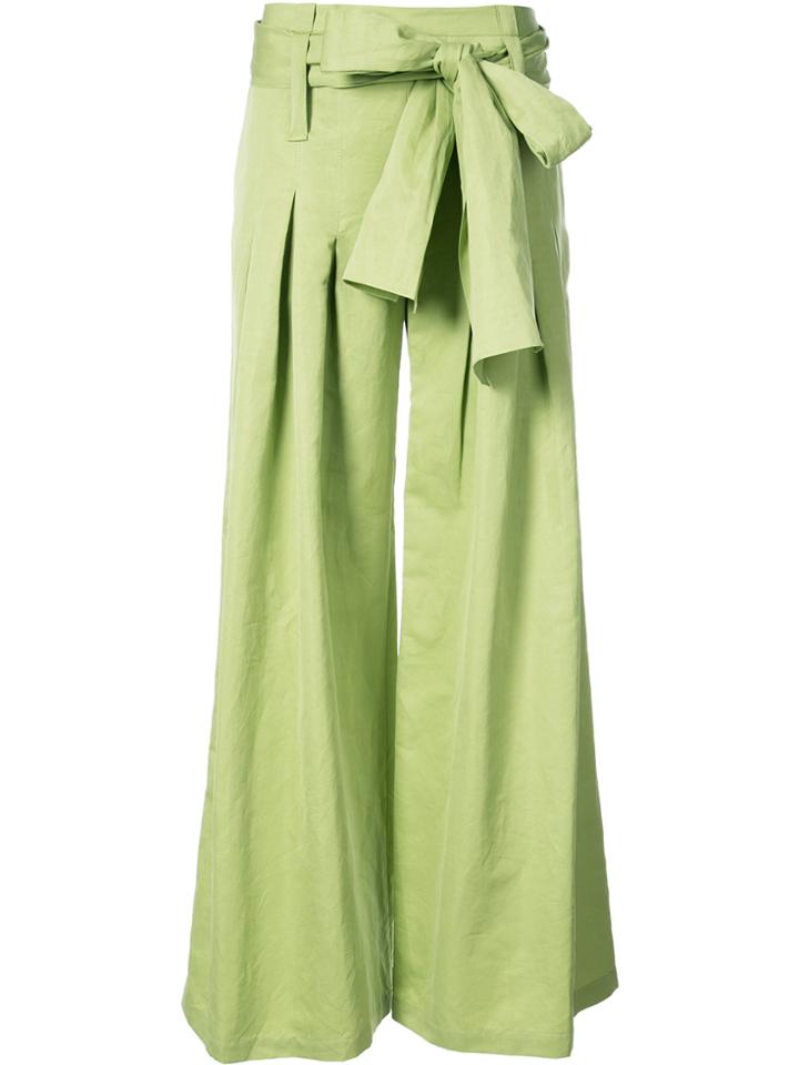 Rosie Assoulin Tie-waist Flared Trousers - Green