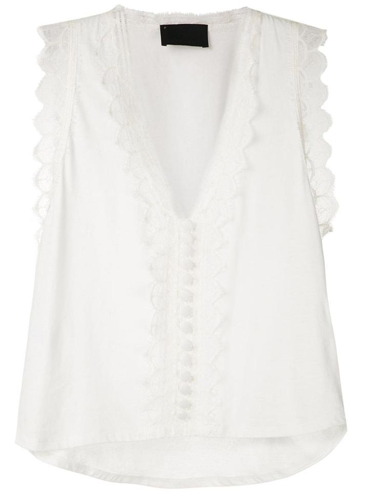 Andrea Bogosian Lace Trim Tank - White