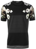 Dolce & Gabbana Floral Print Panelled T-shirt, Men's, Size: 48, Black, Cotton