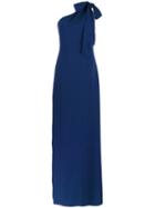 Boutique Moschino Tied One Shoulder Gown, Women's, Size: 40, Blue, Polyester/triacetate