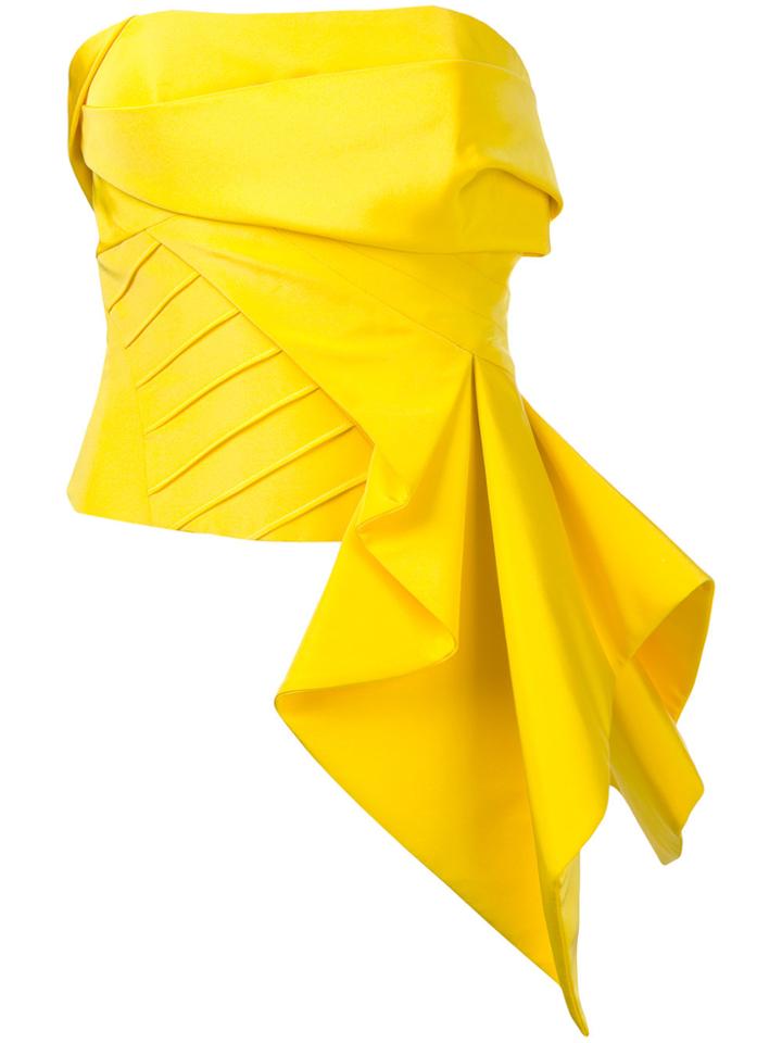 Rubin Singer Draped Strapless Top - Yellow & Orange
