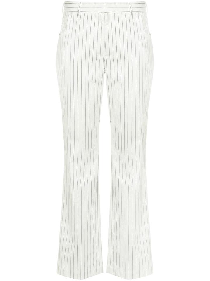Matin Pinstripe Straight Trousers - White