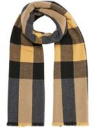 Burberry Fringed Check Wool Cashmere Scarf - Grey