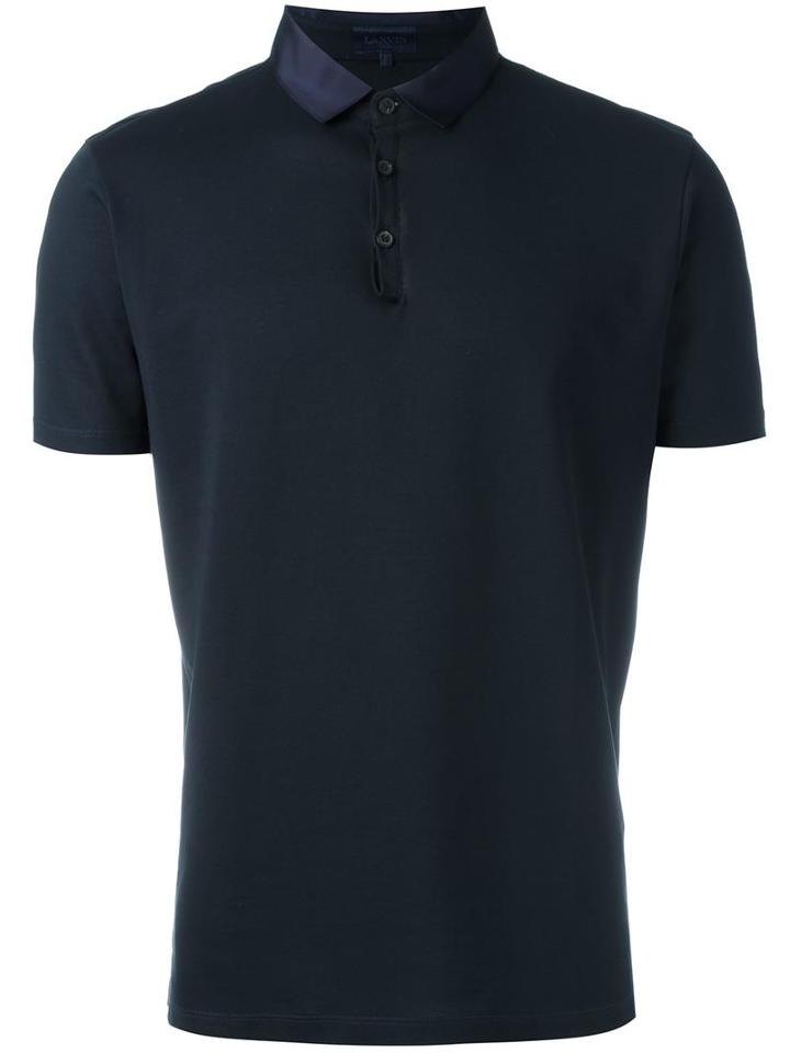 Lanvin Contrast Collar Polo Shirt, Men's, Size: Xl, Blue, Cotton/viscose/polyester