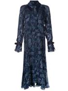 Bianca Spender Devore Nightingale Dress, Women's, Size: 8, Blue, Silk/cellulose