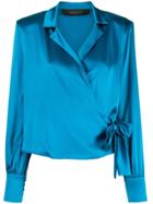 Federica Tosi Wrap Front Silk Blouse - Blue