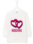 Moschino Kids Double Heart Sweatshirt, Girl's, Size: 8 Yrs, White