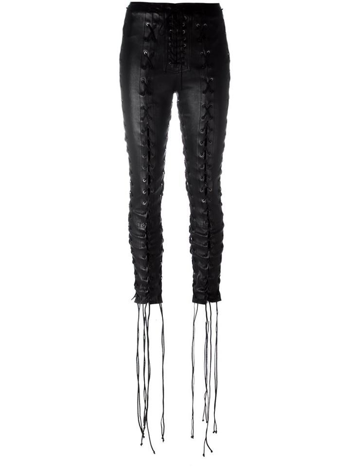 Unravel Laced Skinny Trousers, Women's, Size: 25, Black, Lamb Skin/polyester/polyurethane