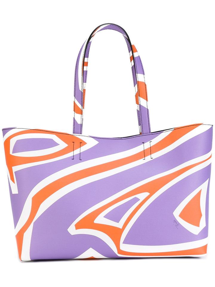 Emilio Pucci - Printed Shopper Tote - Women - Calf Leather - One Size, Pink/purple, Calf Leather