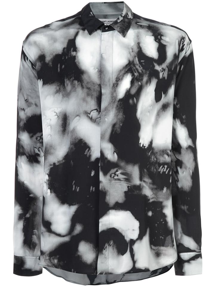 Saint Laurent Yves Collar Tie-dye Shirt - Grey