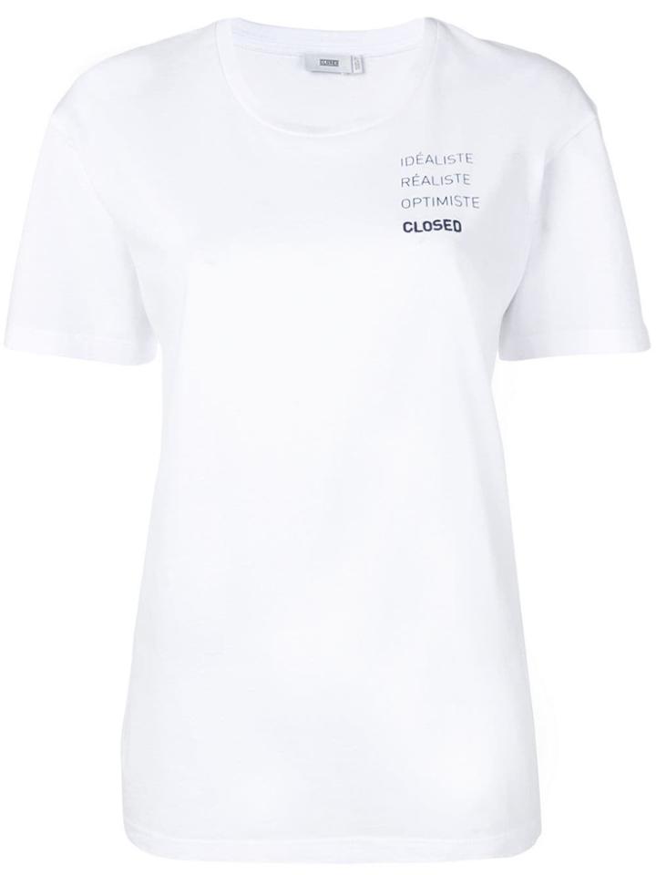 Closed Slogan Print T-shirt - White