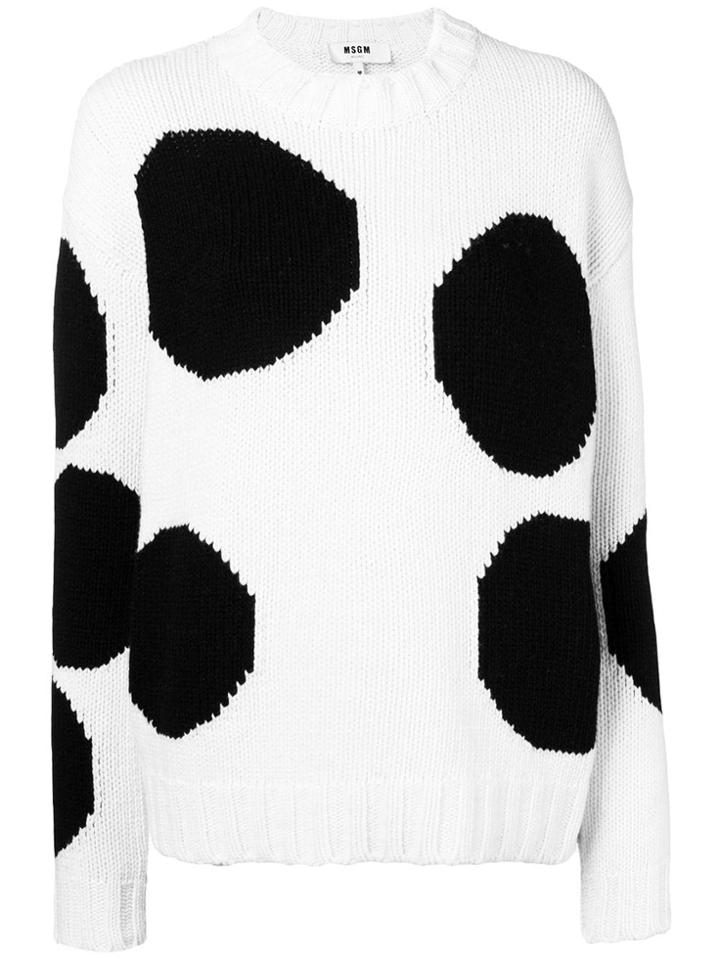 Msgm Polka Dot Knit Sweater - White