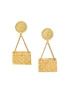 Chanel Vintage Quilted Bag Clip-on Earrings, Women's, Metallic