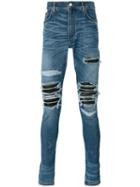Amiri - Distressed Skinny Jeans - Men - Cotton/leather/lyocell/tencel - 34, Blue, Cotton/leather/lyocell/tencel