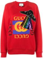 Gucci - Oversized Embellished Sweatshirt - Women - Cotton - S, Red, Cotton