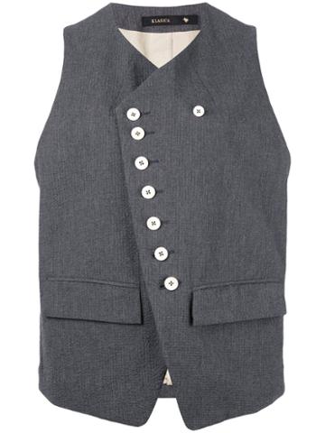 Klasica - Button Detail Waistcoat - Women - Cotton - 4, Grey, Cotton