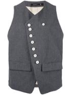 Klasica - Button Detail Waistcoat - Women - Cotton - 4, Grey, Cotton