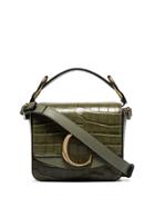 Chloé Green C Croc-embossed Leather Shoulder Bag