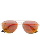 Gucci Eyewear Skull Mirrored Aviator Sunglasses - Metallic