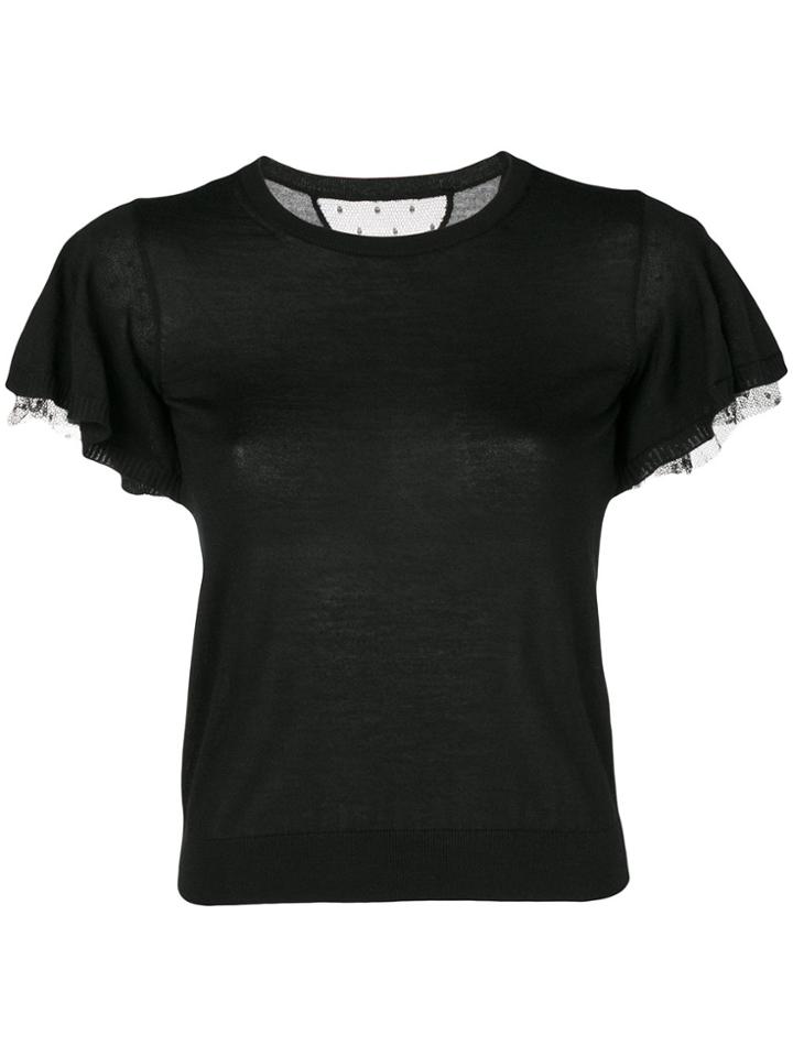 Red Valentino Lace Sleeve T-shirt - Black