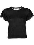 Red Valentino Lace Sleeve T-shirt - Black
